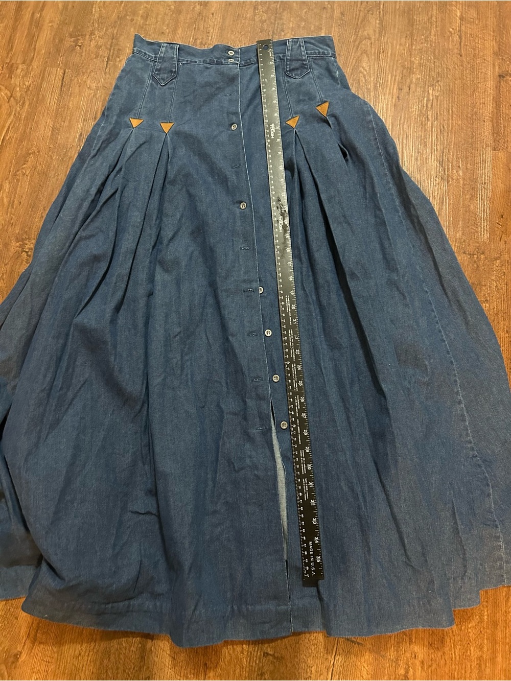 Frontier Classics Molly Denim Maxi Skirt Size 12 Western Cowgirl Pleated CL3 - Picture 5 of 5